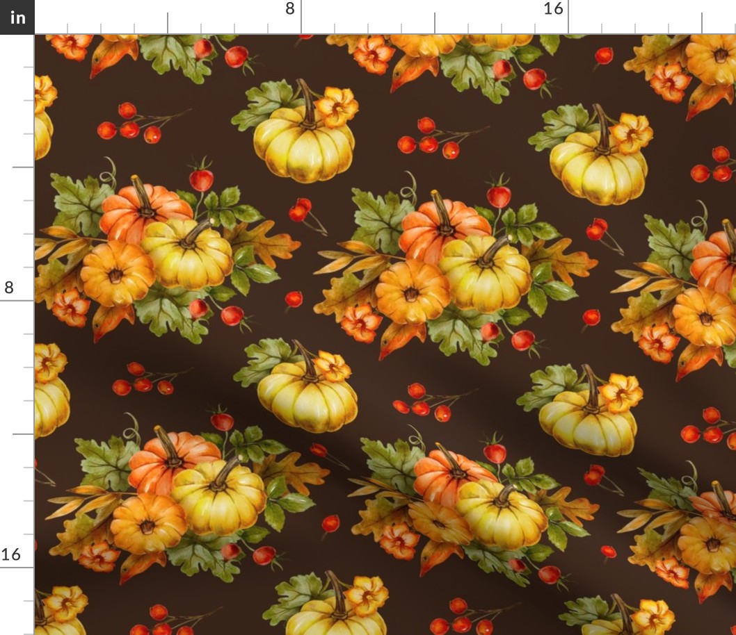 Pumpkin watercolor cute fall holiday pattern