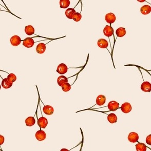 Christmas red berry floral pattern