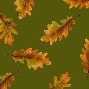 Watercolor autumn fall leaves pattern