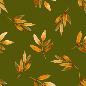 Watercolor autumn fall leaves pattern