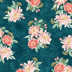 Bright Peony Blooms Floral 