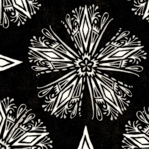 Ophelia Medallion Tile White on Black - XL