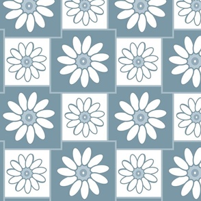 American Daisy Squares Blue and White