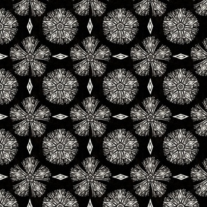 Ophelia Medallion Tile White on Black