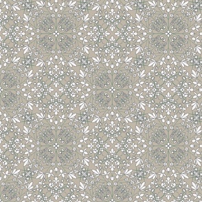 Symmetrical Queen Anne's Lace on a Beige Background