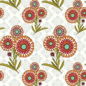 Bright Marigold on grey and white