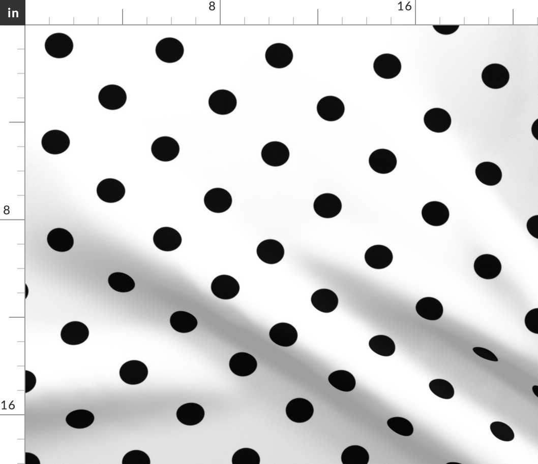 1 inch Classic Black Polkadots on White