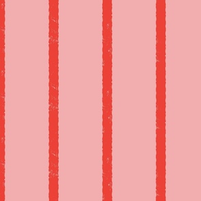 LARGE L sketchy vertical stripe - Pink and vivid orange