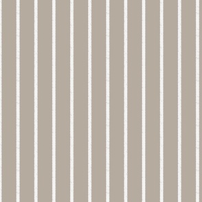 SMALL sketchy vertical stripe - warm grey and off white