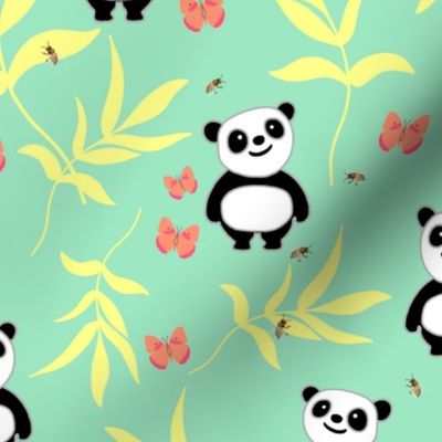 Peta Panda & Friends - mint green, Large 