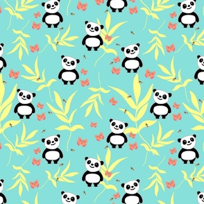 Peta Panda & Friends - mint blue, Large 