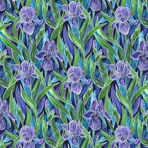 Iridescent Irises - Medium