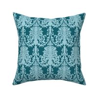 Light Blue & Teal Damask 18thC Regency Baroque Rococo