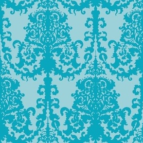 Damask Light Blue & Turquoise Regency Baroque Rococo