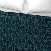 Teal & Black Damask 18thC Regency Baroque Rococco