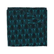 Teal & Black Damask 18thC Regency Baroque Rococco