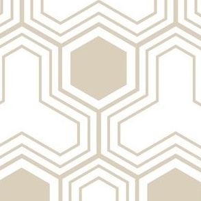 Hecagon geometrical pattern in beige and natural