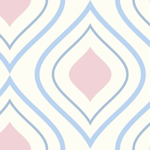 Abstract geometrical, blue, pink and off white