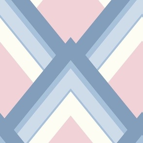 Abstract geometrical, blue, pink and off white