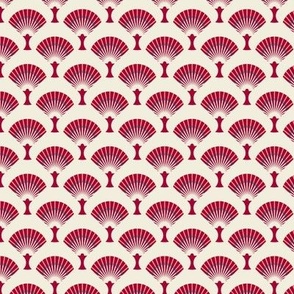 Small-scale fan stylization in Art Deco, Red on a beige background