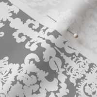 White & Light Gray Damask 18th Century Regency Baroque Rococco