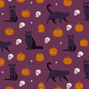 Halloween pumpkins cats skulls