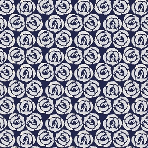 Reiko's Roses- Light Grey  on Dark Blue //Medium