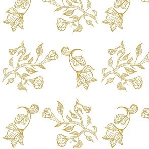 Linear Floral Brocade - Gold