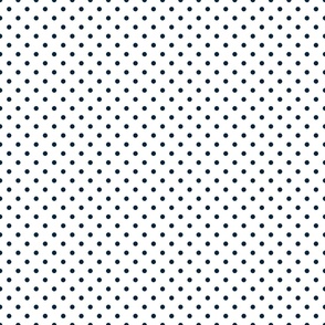 1/4 inch Classic Navy Blue Polkadots on White