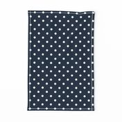 1/2 inch Classic White Polkadots on Navy Blue