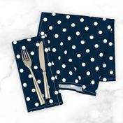 1/2 inch Classic White Polkadots on Navy Blue