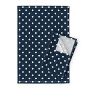 1/2 inch Classic White Polkadots on Navy Blue