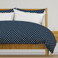 1/2 inch Classic White Polkadots on Navy Blue