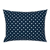 1/2 inch Classic White Polkadots on Navy Blue