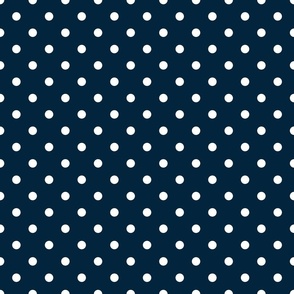 1/2 inch Classic White Polkadots on Navy Blue