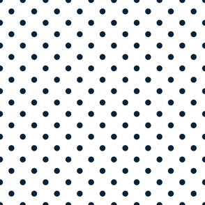 1/2 inch Classic Navy Blue Polkadots on White