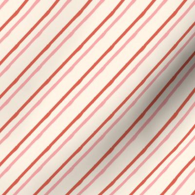 (small scale) red and pink on cream stripes - muffin compares to you coord - LAD22