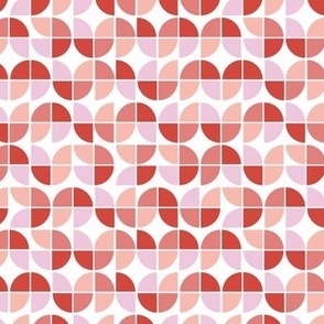 Retro mid-century fifties style geometric pattern groovy vintage palette pink red blush valentine palette