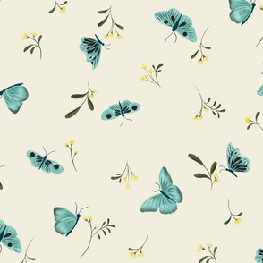 Butterflies and Small Flowers