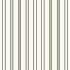 Ticking Stripes, Sage Green, Medium Scale