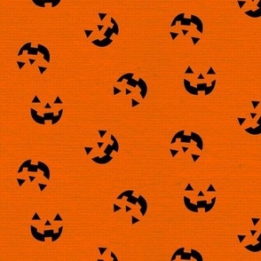 Halloween Pumpkin, Jack O Lantern, Jack-O-Lantern on Orange Linen Textured Background