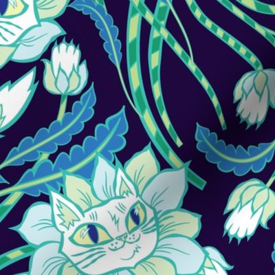 wild kitten florals in green