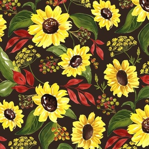 Sunflowers and Fall Foliage Floral