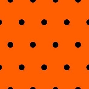 Halloween Orange and Black Polka Dots, Black dots on Orange