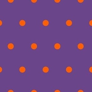 Halloween Purple and Orange Polka Dots, Orange dots on Purple