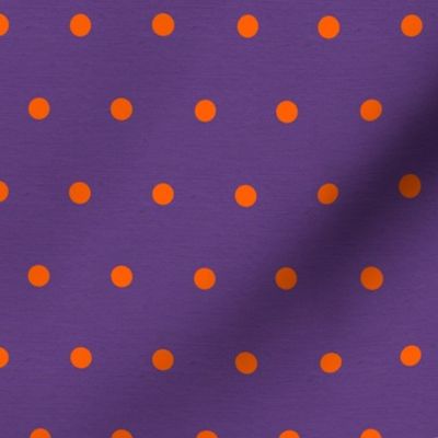 Halloween Orange and Purple Polka Dots Linen Texture