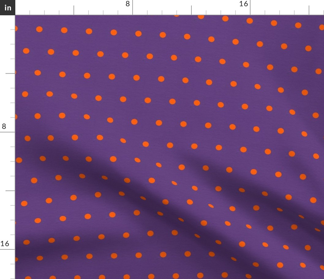 Halloween Orange and Purple Polka Dots Linen Texture