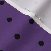 Halloween Black and Purple Polka Dots, Black dots on Purple with Linen Texture