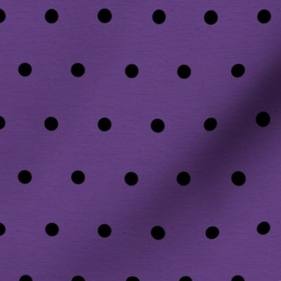 Halloween Black and Purple Polka Dots, Black dots on Purple with Linen Texture