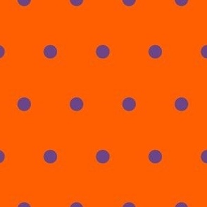 Halloween Orange and Purple Polka Dots, Purple dots on Orange